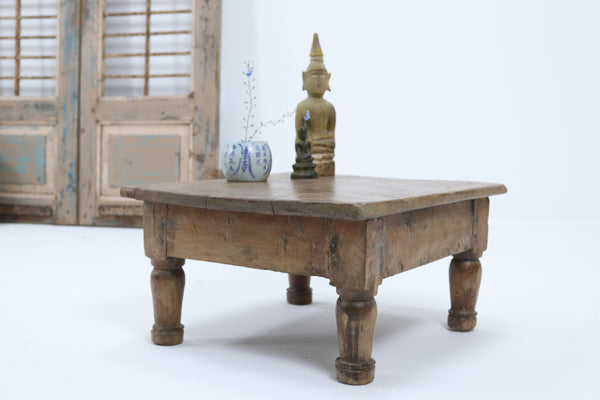 Vintage handmade low wooden table 