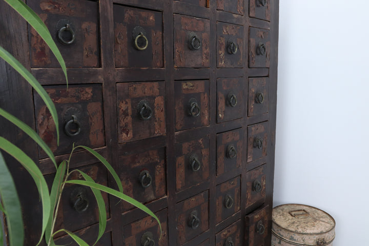 Vintage Antique Oriental Wooden Medicine Cupboard