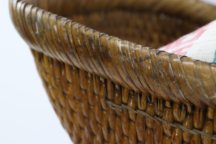 Vintage Oriental Wooden Flower Basket