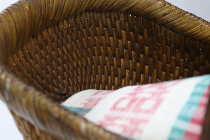 Vintage Oriental Wooden Flower Basket