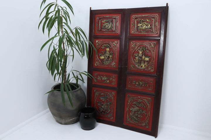 Vintage Handmade Oriental Cupboard Doors