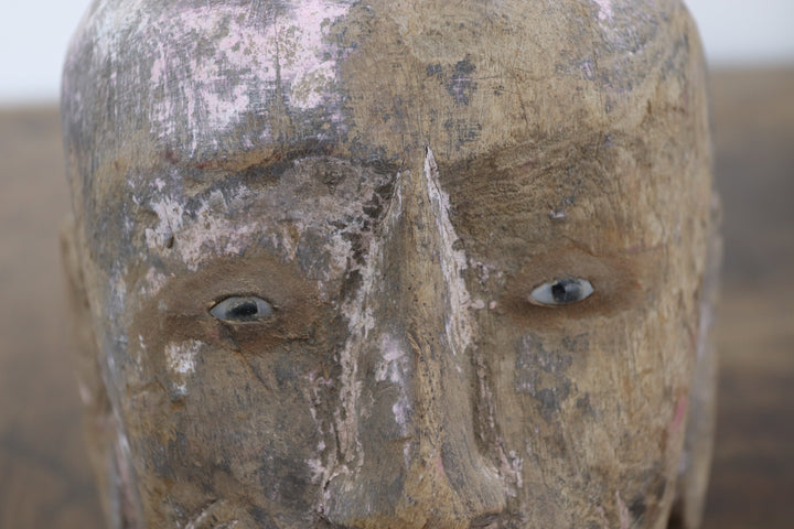 Vintage Hand Made Wooden Puppet Head Originating From Burma