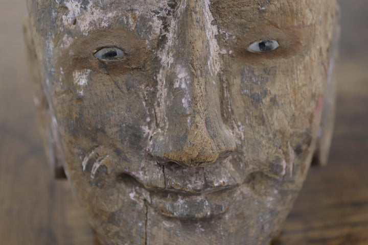 Vintage Hand Made Wooden Puppet Head Originating From Burma