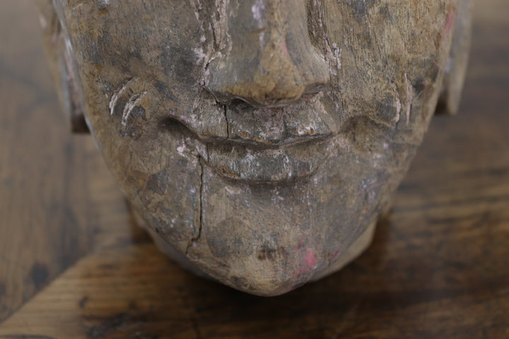 Vintage Hand Made Wooden Puppet Head Originating From Burma