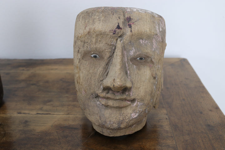 Vintage Hand Made Wooden Puppet Head Originating From Burma