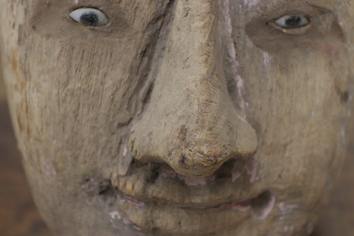 Vintage Hand Made Wooden Puppet Head Originating From Burma