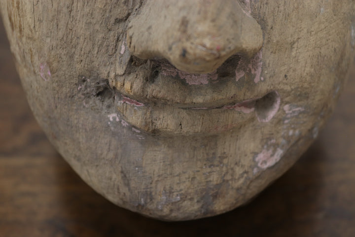 Vintage Hand Made Wooden Puppet Head Originating From Burma