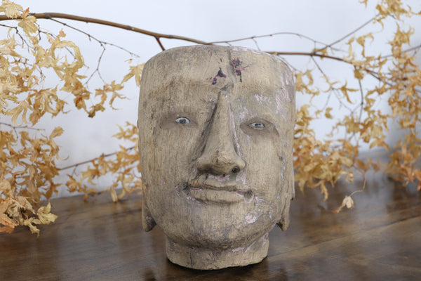 Late 18th Century Hand-Carved Elm Burmese Puppet Head (3)