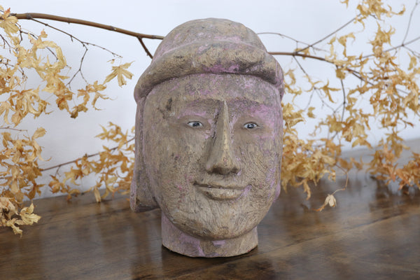 Late 18th Century Hand-Carved Elm Burmese Puppet Head (1)