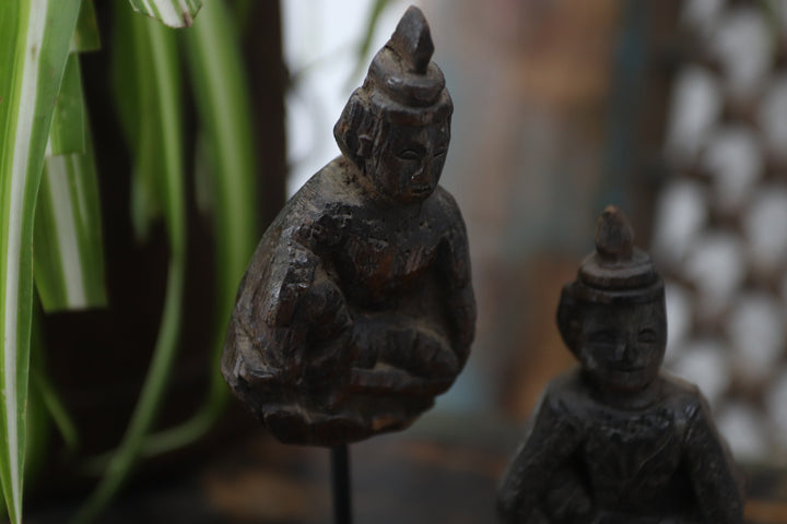 Vintage Hand Made Religious Figures Mounted On Metal Stand