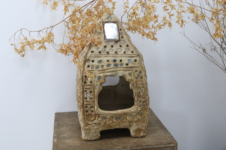 Vintage Oriental Paper Mache Mirrored Altar