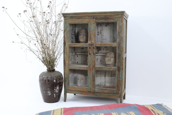 Early 20th Century Vintage Teak Indian Display Cabinet