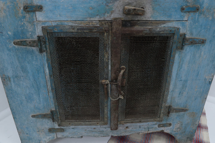 Vintage Oriental Handmade Blue Cupboard