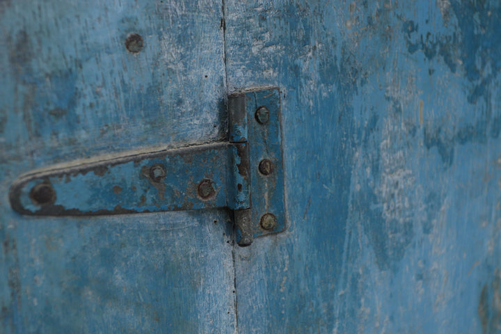 Vintage Oriental Handmade Blue Cupboard