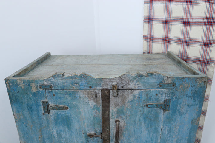 Vintage Oriental Handmade Blue Cupboard