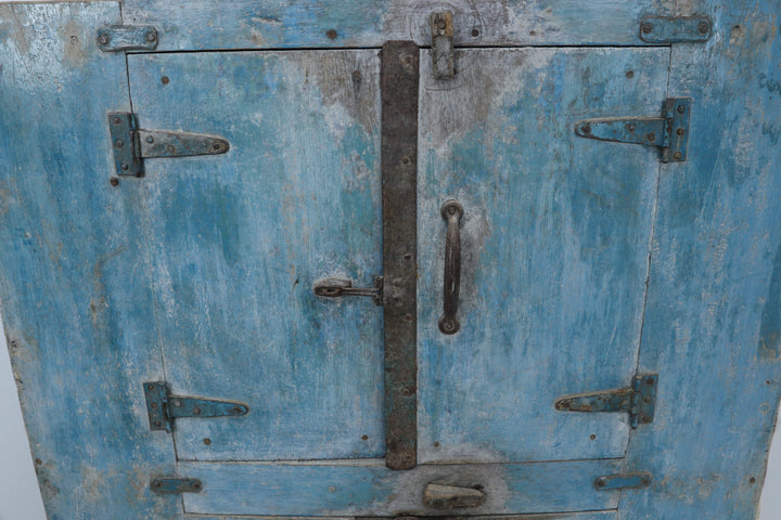 Vintage Oriental Handmade Blue Cupboard