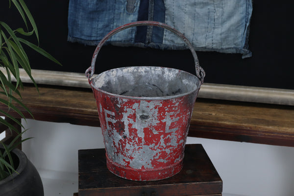 Mid 20th Century Galvanised And Painted Fire Bucket