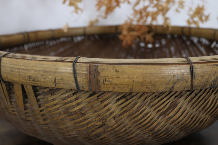 Antique Bamboo Oriental Basket