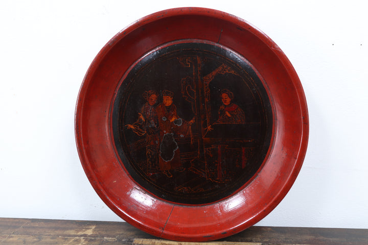 Antique Asian Red Painted Platters