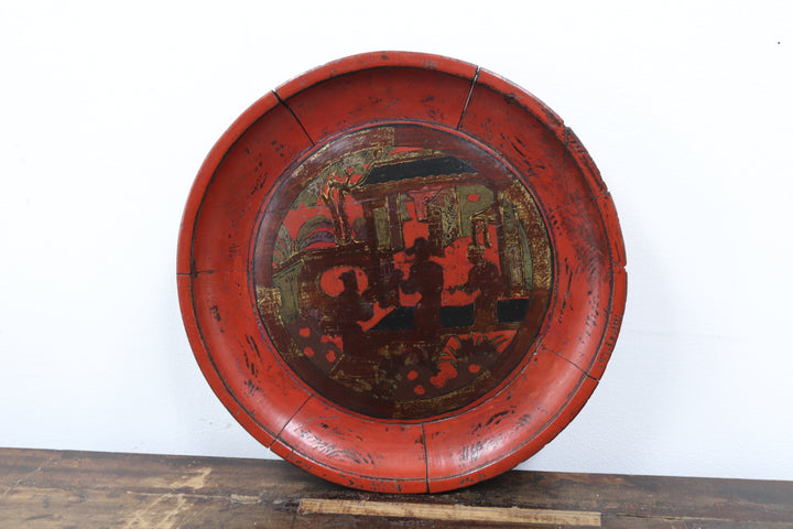 Antique Asian Red Painted Platters