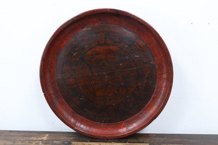 Antique Asian Red Painted Platters