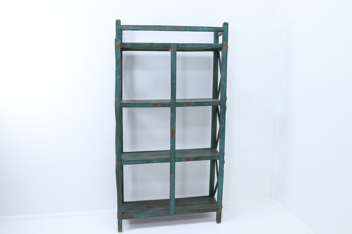 Vintage asian wooden painted shelving unit 
