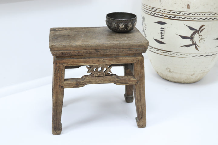 Vintage wooden handmade asian chinese stool 