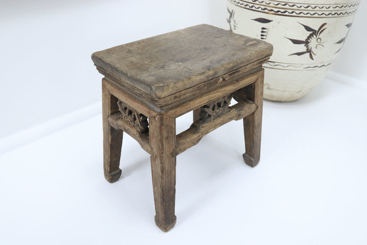 Vintage wooden handmade asian chinese stool 