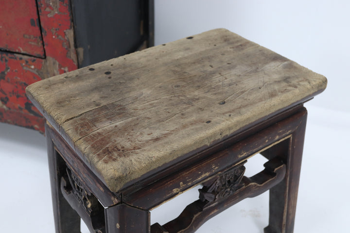 Vintage wooden handmade asian chinese stool 