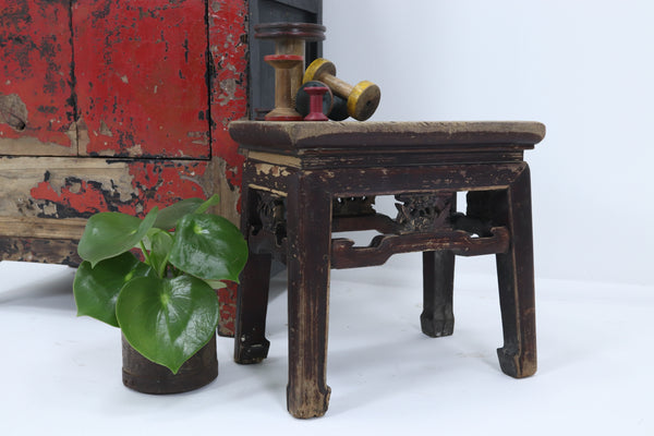 Vintage wooden handmade asian chinese stool 