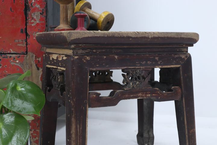 Vintage wooden handmade asian chinese stool 