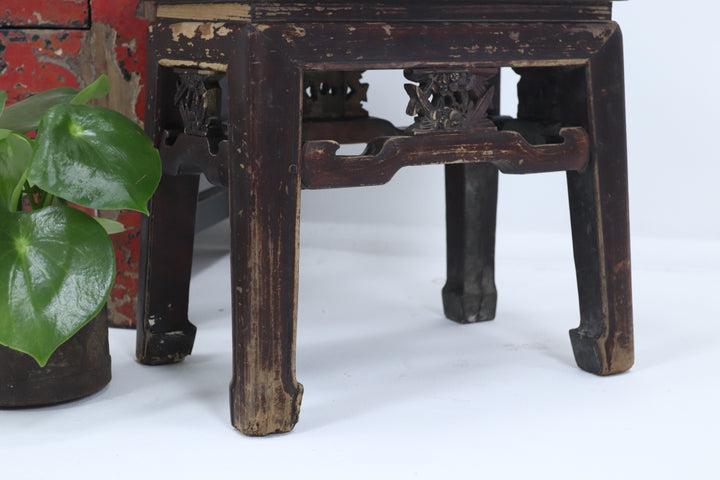 Vintage wooden handmade asian chinese stool 