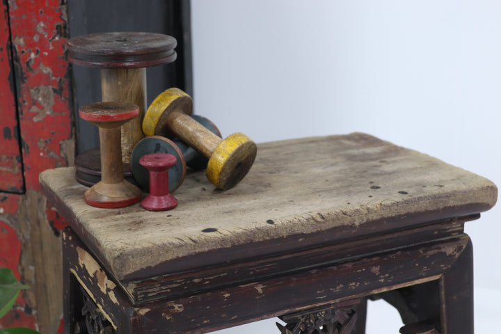 Vintage wooden handmade asian chinese stool 