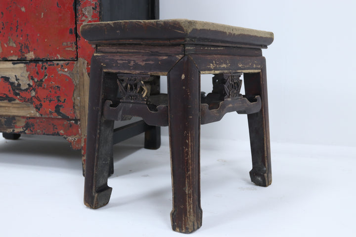 Vintage wooden handmade asian chinese stool 