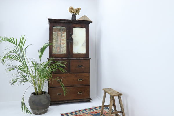 1860s anglo-indian handcrafted teak wardrobe
