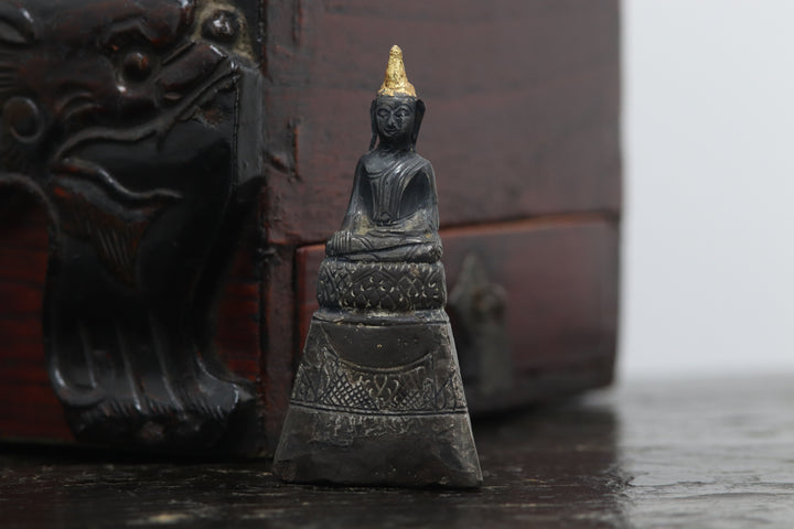 Vintage burmese silver metal buddha statue
