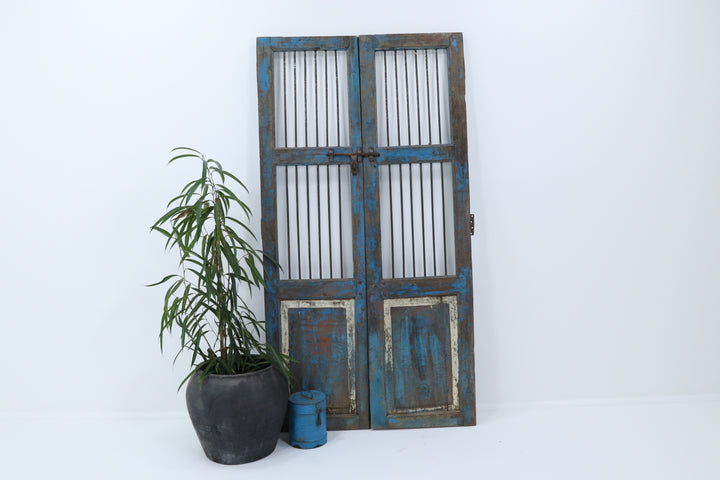 Vintage handmade hardwood painted doors with carvings 
