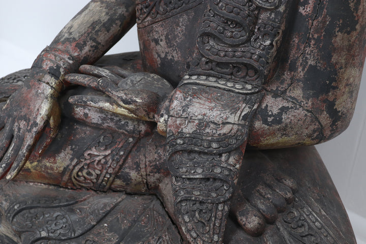 Vintage handmade late 19th century wooden buddha
