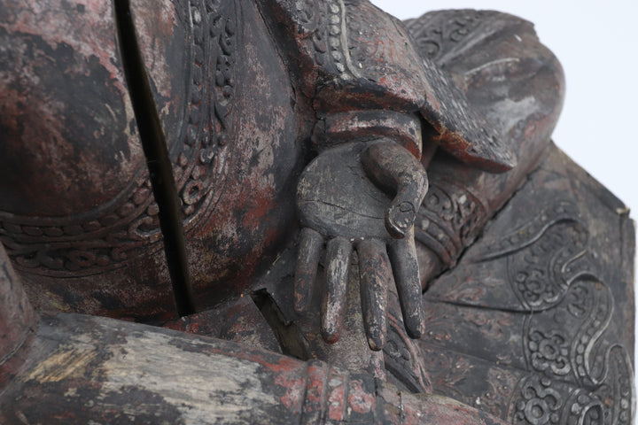 Vintage handmade late 19th century wooden buddha
