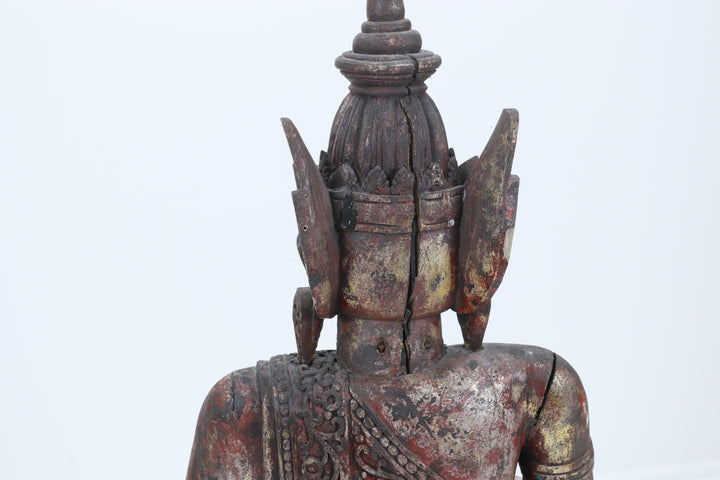 Vintage handmade late 19th century wooden buddha
