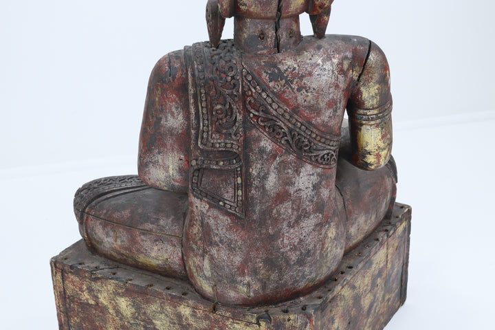 Vintage handmade late 19th century wooden buddha
