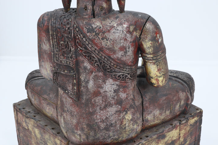 Vintage handmade late 19th century wooden buddha
