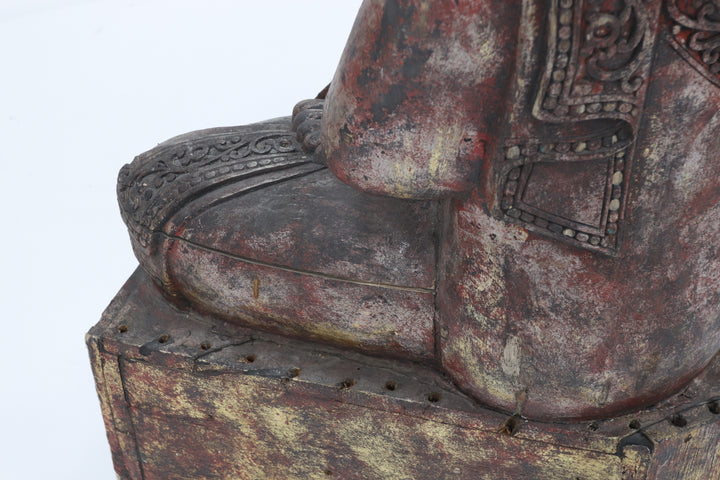 Vintage handmade late 19th century wooden buddha
