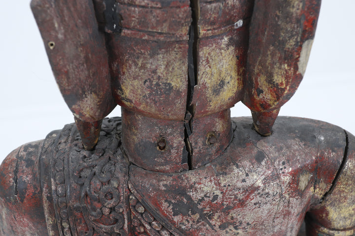 Vintage handmade late 19th century wooden buddha
