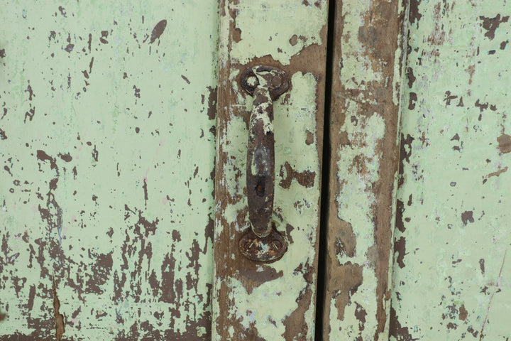 Vintage painted teak 19th century teak doors with carved details 
