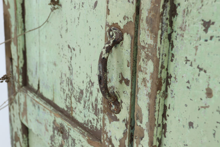 Vintage painted teak 19th century teak doors with carved details 
