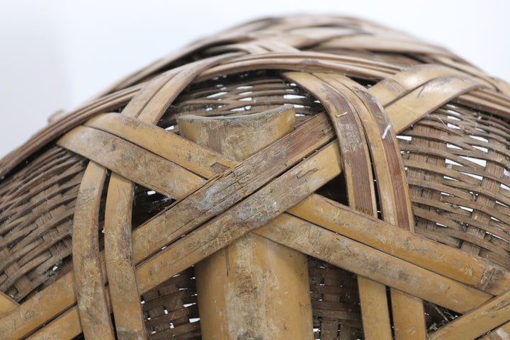 Vintage 1880’s asian handmade bamboo basket 
