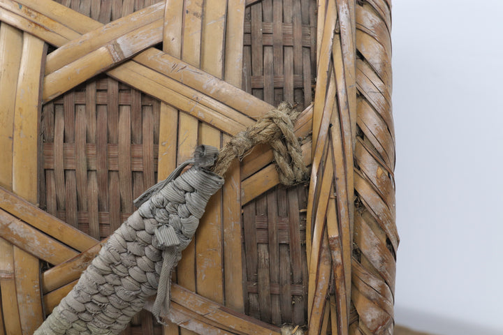 Vintage 1880’s asian handmade bamboo basket 
