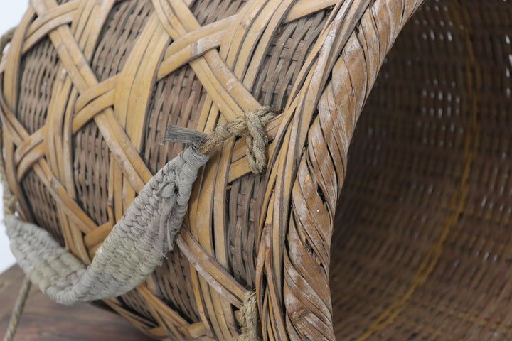 Vintage 1880’s asian handmade bamboo basket 
