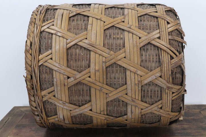 Vintage 1880’s asian handmade bamboo basket 
